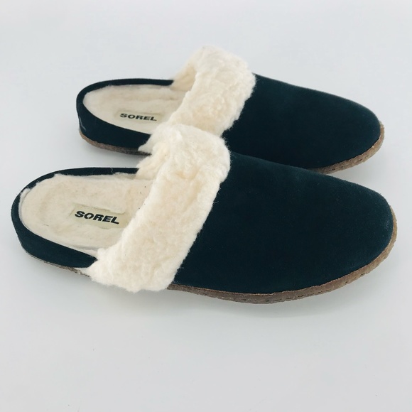 Sorel Women's Nakiska Suede Slide Slippers in Black Size 12 - Picture 2 of 6